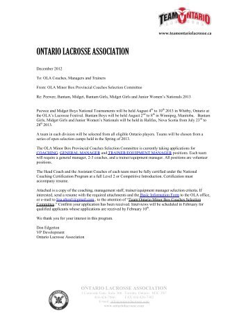 2013 Team Ontario Coaching Application - Ontario Lacrosse ...