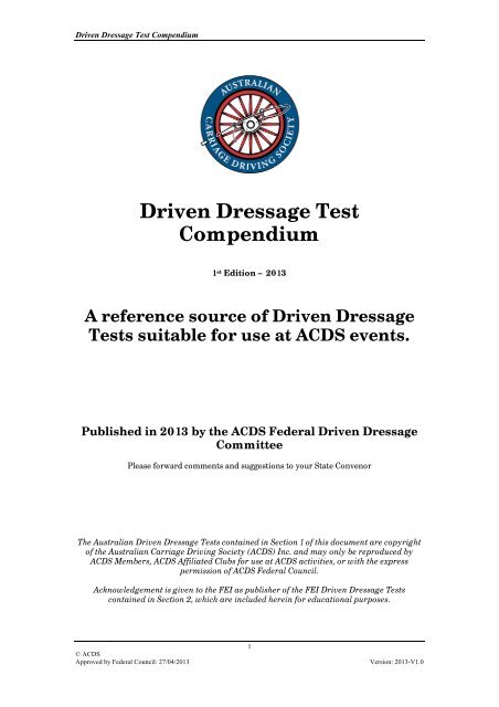 Driven Dressage Test Compendium - Vicnet
