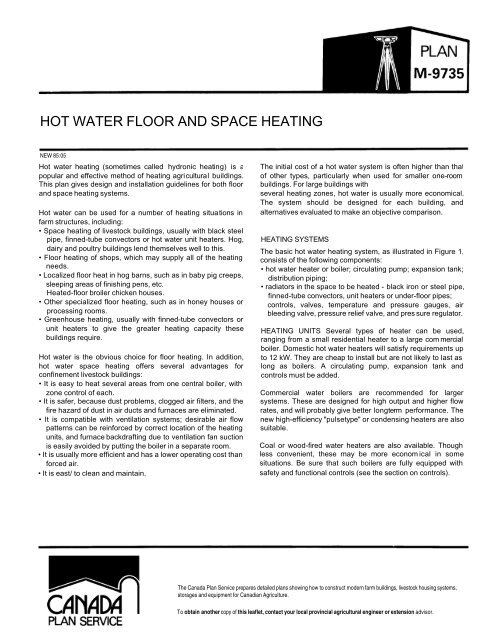 Hot Water Floor And Space Heating Leaflet Canada Plan