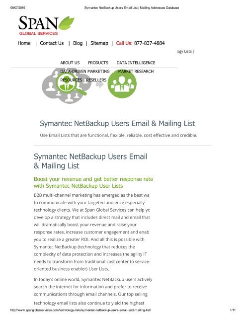 Buy Tele Verified Symantec NteBackup End Users List from Span Global Services