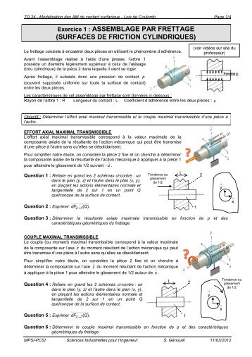 SURFACES DE FRICTION CYLINDRIQUES - Stephane Genouel.