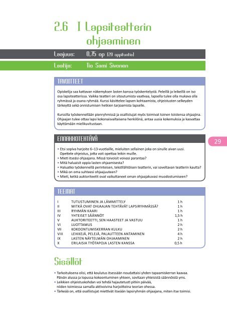 Teatterikasvatuksen ohjaajakoulutusopas 2/2011 - Kansalaisfoorumi