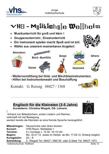 VHS-Programm Wellheim - Markt Wellheim