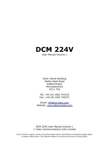 DCM 224V User Manual Vol. 1 - DDA