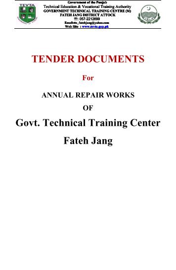 TENDER DOCUMENTS Govt. Technical Training Center ... - Punjab