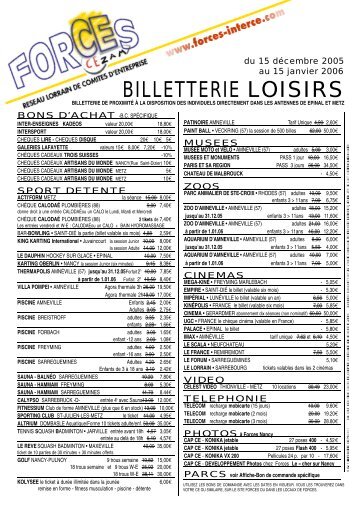 Billeterie loisirs - Le site du CAES de la rÃ©gion Lorraine a dÃ©mÃ©nagÃ©