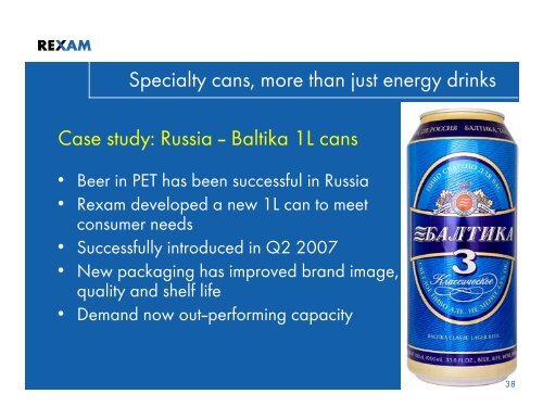 Rexam Investor Seminar on European Beverage Cans, 27 ...