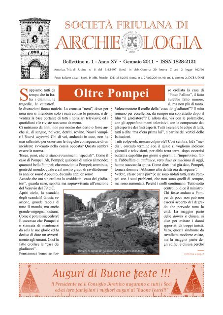 ANNO XV - N. 1 - Gennaio 2011 - SocietÃ  Friulana di Archeologia