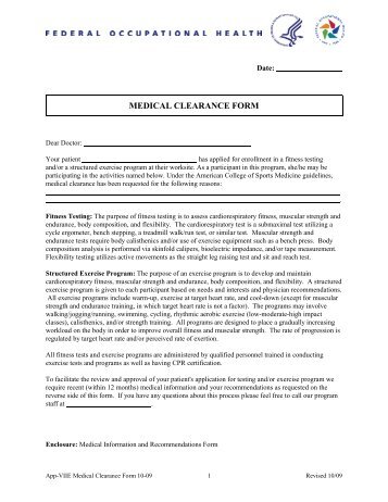 MEDICAL CLEARANCE FORM