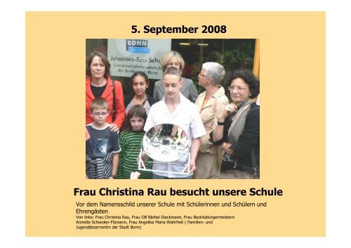 Frau Christina Rau besucht unsere Schule - Johannes-Rau-Schule ...