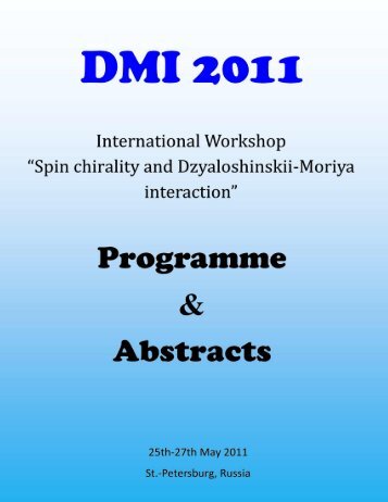 The abstract book of DMI workshop you can download HERE. - LNS