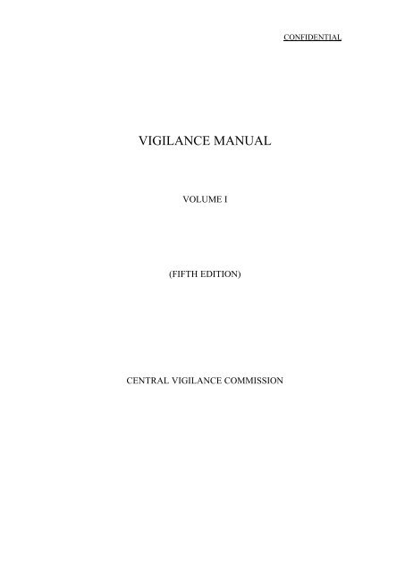 VIGILANCE MANUAL Central Vigilance Commission