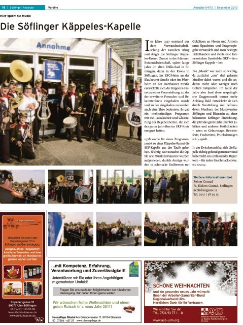 Söflinger Weihnachts-Anzeiger vom Dezember 2010 (PDF 17,9 MB)