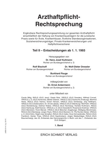 Arzthaftpflicht- Rechtsprechung - Erich Schmidt Verlag