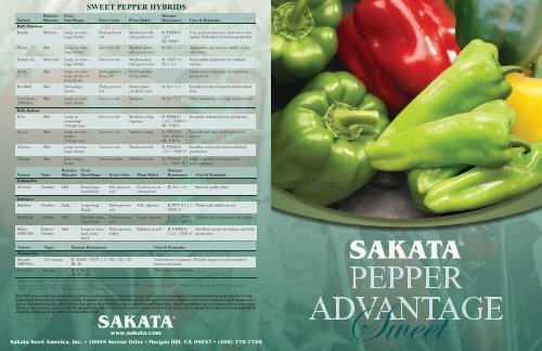 SWEET PEPPER HYBRIDS - Sakata Vegetables