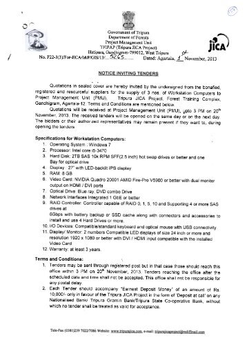 NOTICE INVITING TENDERS for the supply of 3 nos. of Workstation ...