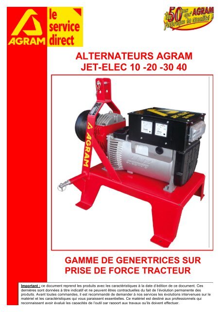 ALTERNATEURS AGRAM JET-ELEC 10 -20 -30 40