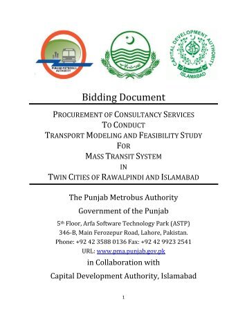 Bidding Document - ppra services portal - Punjab
