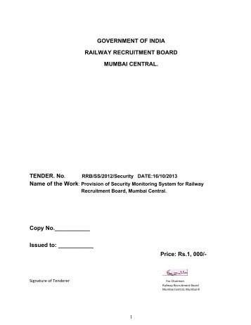 Revised Tender Document - Railway Recruitment Board, Mumbai