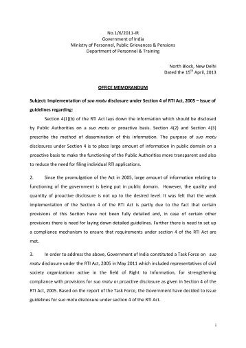 Guidelines on suo motu disclosure under Section 4 of the RTI Act