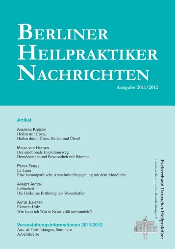 veranstaltungsinformationen 2011/2012 aus - Berliner Heilpraktiker ...