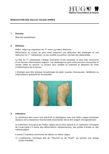 RÃ©Ã©ducation des hallux valgus opÃ©rÃ©s - HUG - HÃ´pitaux ...