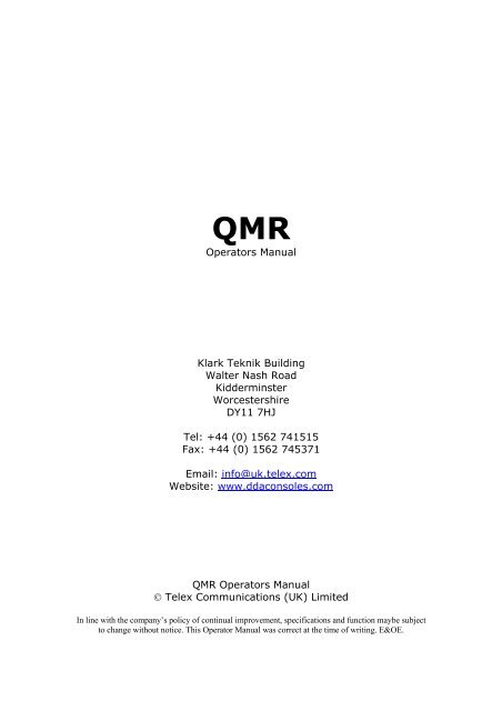 Operators Manual Klark Teknik Building Walter Nash Road ... - DDA