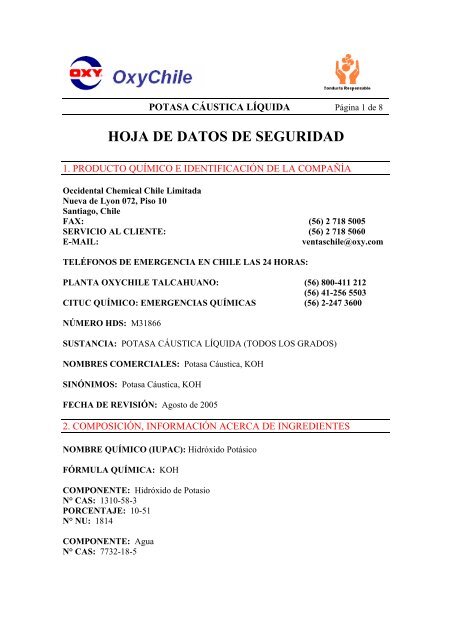 HOJA DE DATOS DE SEGURIDAD