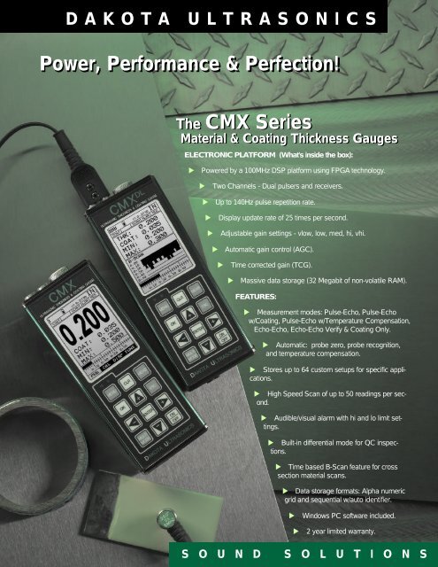 Dakota Ultrasonics CMX Series Thickness Gauges Data ... - Instrumart