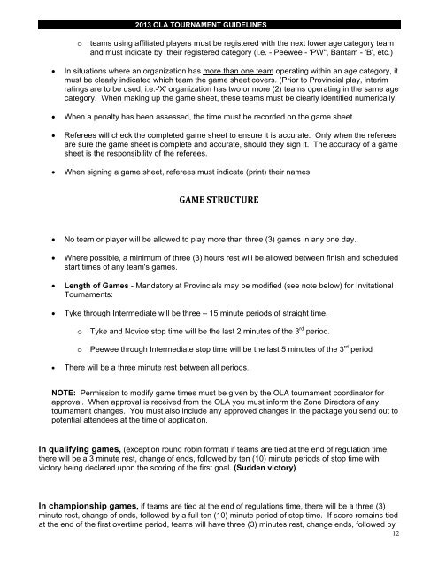 Invitational Tournament Guidelines - Ontario Lacrosse Association