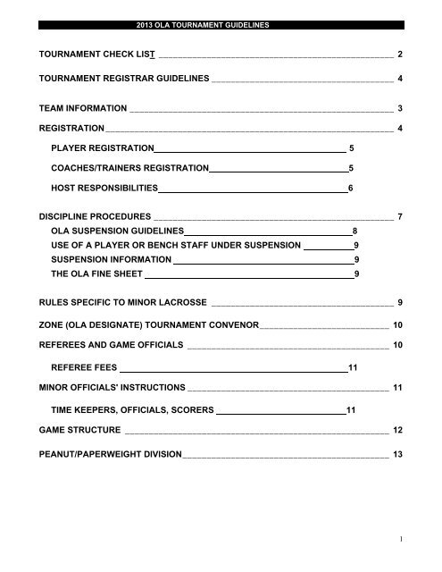 Invitational Tournament Guidelines - Ontario Lacrosse Association