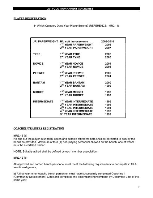 Invitational Tournament Guidelines - Ontario Lacrosse Association