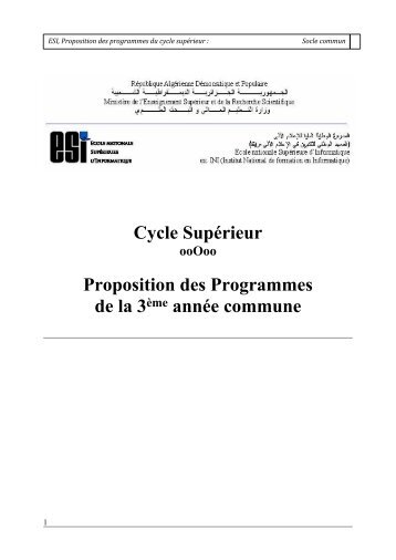 Cycle Supérieur Proposition des Programmes de la 3ème année ...