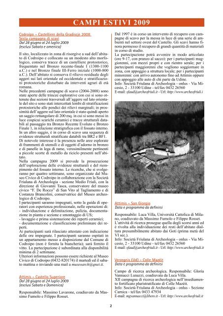 Anno XIII - n. 2 - Giugno 2009 - SocietÃ  Friulana di Archeologia