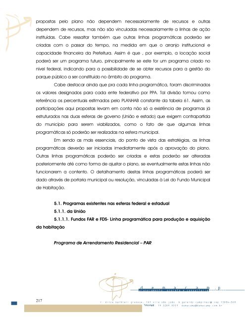 Plano municipal de habitaÃ§Ã£o - Prefeitura Municipal de Amparo
