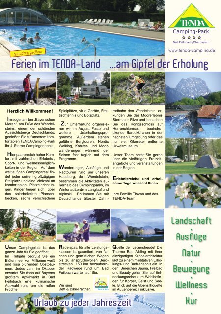 Ferien im TENDA-Land ...am Gipfel der Erholung - Tenda Camping