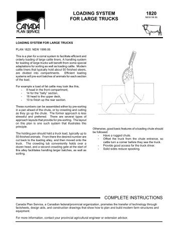 loading system for large trucks 1820 - Canada Plan Service ...