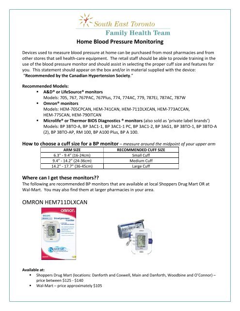 Home Blood Pressure Monitoring OMRON HEM711DLXCAN