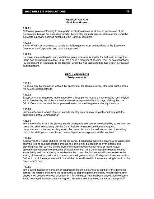 Rules & Regulations 2010 - Ontario Lacrosse Association