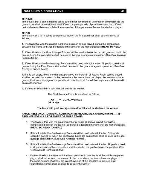 Rules & Regulations 2010 - Ontario Lacrosse Association
