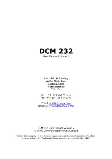 DCM 232 User Manual Vol. 2 - DDA