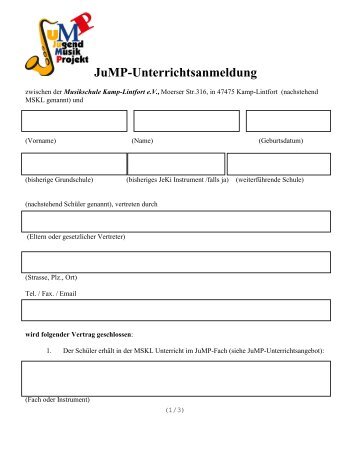 JuMP-Anmeldung - Musikschule Kamp-Lintfort eV
