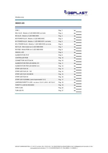 INDICE LED - Geplast Communication