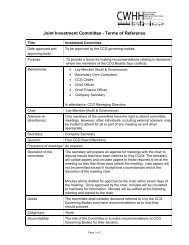 Joint Investment Committee - Terms of Reference