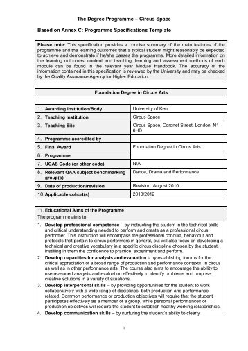 Programme Specifications Template - Conservatoire for Dance and ...