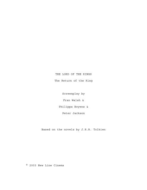 THE LORD OF THE RINGS The Return of the King Screenplay by Fran ...
