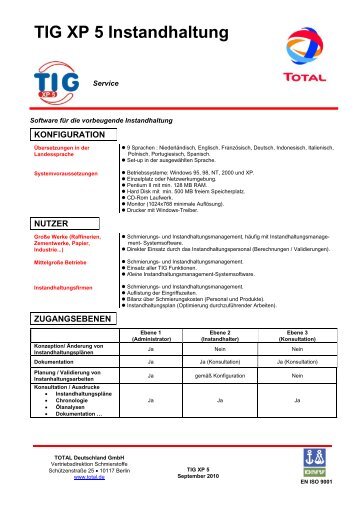 TIG XP 5 Instandhaltung - Total Deutschland GmbH