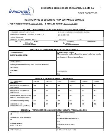Hoja de Seguridad - Innovak Global
