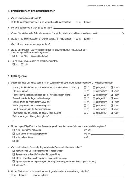 Fragebogen fÃ¼r Gemeinden