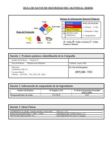 HOJA DE DATOS DE SEGURIDAD DEL MATERIAL (MSDS ...